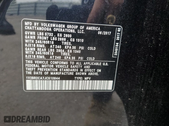 2018 Volkswagen Atlas Launch Edition with VIN 1V2BR2CA7JC510844, listed as a Copart auction lot 76652404 with 130,048 mi miles and Salvage title. Bid and sale history available at DreamBid. Image 13.
