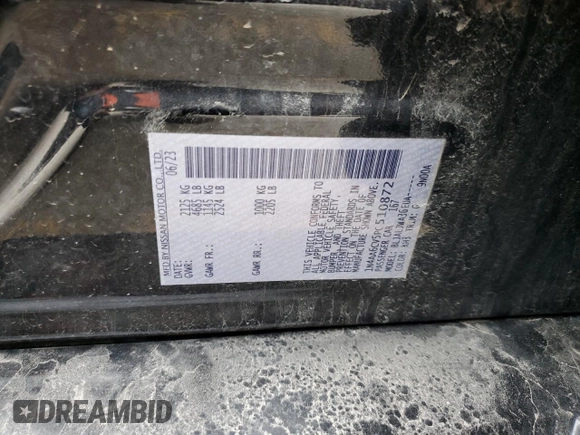 2023 Nissan Maxima SV z VIN 1N4AA6CV5PC510872, wystawiony jako Copart lot #49729095 z przebiegiem 51 470 mil mil oraz Szkoda całkowita • Salvage title. Historia ofert i sprzedaży dostępna na DreamBid. Obrazek 12.