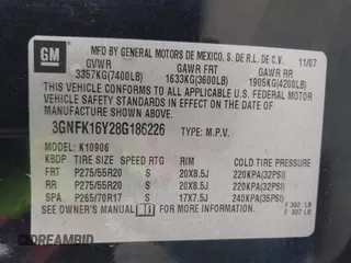 2008 Chevrolet Suburban LTZ z VIN 3GNFK16Y28G186226, wystawiony jako IAAI lot #42460005 z przebiegiem 218 041 mil mil oraz . Historia ofert i sprzedaży dostępna na DreamBid. Obrazek 9.
