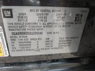 2013 Buick Enclave Premium with VIN 5GAKRDKD5DJ209340, listed as a IAAI auction lot 41602506 with 184,669 mi miles and . Bid and sale history available at DreamBid. Image 9.