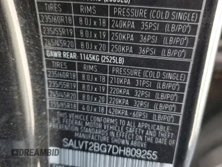 2013 Land Rover Range Rover Evoque Dynamic Premium z VIN SALVT2BG7DH809255, wystawiony jako Copart lot #55775525 z przebiegiem 167 292 mil mil oraz Szkoda całkowita • Salvage title. Historia ofert i sprzedaży dostępna na DreamBid. Obrazek 13.