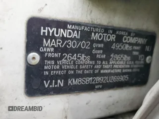 2002 Hyundai Santa Fe with VIN KM8SB12B92U269905, listed as a Copart auction lot 43964245 with 314,749 mi miles and Salvage Title. Bid and sale history available at carsss.com. Image 13.