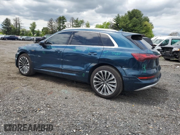 2019 Audi e-tron Prestige with VIN WA1VABGE2KB019280, listed as a Copart auction lot 53157365 with 53,912 mi miles and Salvage title. Bid and sale history available at DreamBid. Image 2.