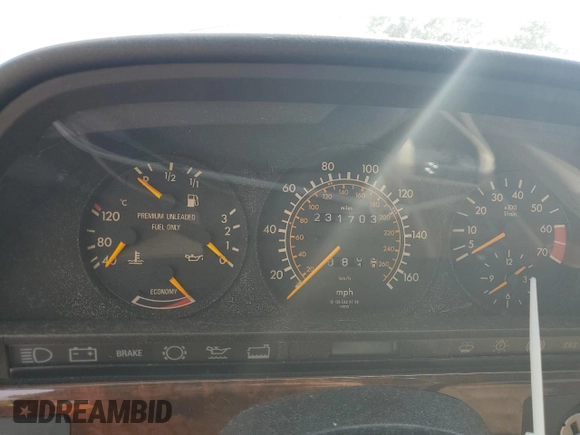 1990 Mercedes-Benz 560 with VIN WDBCA39E8LA536590, listed as a Copart auction lot 76843244 with 231,703 mi miles and Non Repairable. Bid and sale history available at DreamBid. Image 9.