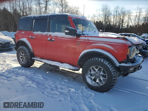 2021 Ford Bronco with VIN 1FMEE5DH3MLA64814, listed as a Copart auction lot 42487925 with 32,725 mi miles and Salvage title. Bid and sale history available at DreamBid. Image 4.