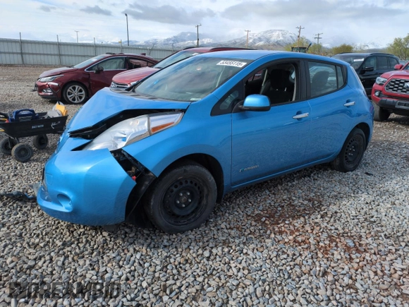 2013 Nissan LEAF S with VIN 1N4AZ0CP0DC422377, listed as a Copart auction lot 53455115 with 0 mi miles and Clean Title. Bid and sale history available at carsss.com. Image 1.