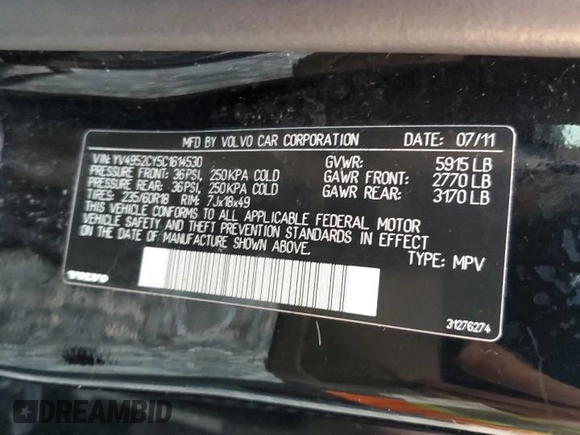 2012 Volvo XC90 Premier Plus с VIN YV4952CY5C1614530, выставлен на аукционе Copart как лот 73712314 с пробегом 215 678 миль миль и Чистый • Clean title. История ставок и продаж доступна на DreamBid. Изображение 13.