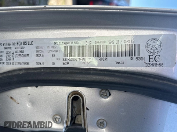 2017 Ram 2500 SLT with VIN 3C6TR5DT6HG744446, listed as a Copart auction lot 77619814 with 212,671 mi miles and Clean title. Bid and sale history available at DreamBid. Image 10.