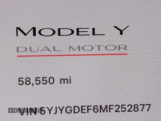 2021 Tesla Model Y Performance with VIN 5YJYGDEF6MF252877, listed as a IAAI auction lot 41770770 with 58,550 mi miles and . Bid and sale history available at DreamBid. Image 15.