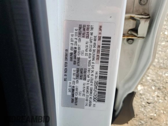 2015 Mazda CX-5 Touring with VIN JM3KE4CYXF0445980, listed as a Copart auction lot 55224355 with 183,713 mi miles and Salvage Title. Bid and sale history available at DreamBid. Image 13.
