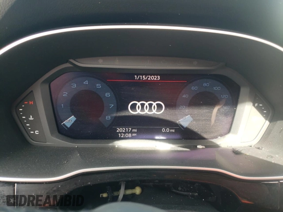 2021 Audi Q3 Premium with VIN WA1AUCF3XM1145682, listed as a Copart auction lot 37556793 with 20,217 mi miles. Bid and sale history available at carsss.com. Image 9.