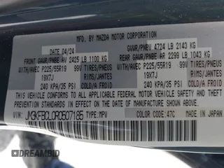 2024 Mazda CX-5 2.5 S Carbon Edition with VIN JM3KFBCL0R0507185, listed as a IAAI auction lot 41951557 with 10,293 mi miles. Bid and sale history available at carsss.com. Image 9.