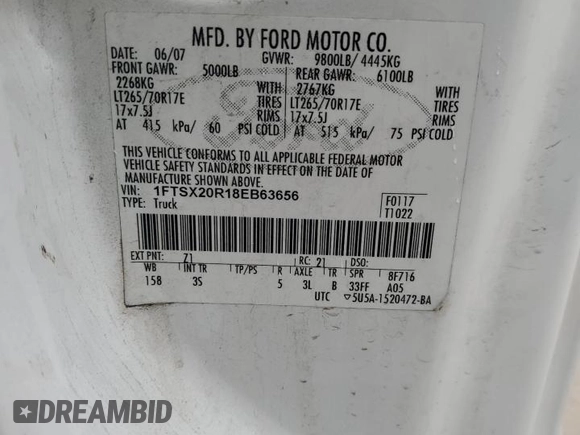 2008 Ford Super Duty F-250 SRW XL with VIN 1FTSX20R18EB63656, listed as a Copart auction lot 79086324 with 211,329 mi miles and Salvage Title. Bid and sale history available at carsss.com. Image 13.