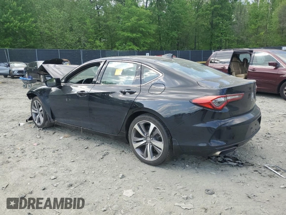 2021 Acura TLX Advance with VIN 19UUB5F65MA011856, listed as a Copart auction lot 54974865 with 29,390 mi miles and Salvage title. Bid and sale history available at DreamBid. Image 2.