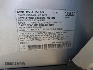 2020 Audi Q5 Premium Plus with VIN WA1BNAFY4L2065384, listed as a Copart auction lot 65642432 with 15,422 mi miles. Bid and sale history available at carsss.com. Image 10.