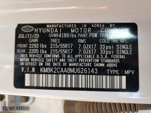 2021 Hyundai Kona SEL with VIN KM8K2CAA8MU626143, listed as a Copart auction lot 79359744 with 48,685 mi miles and Salvage Title. Bid and sale history available at carsss.com. Image 14.