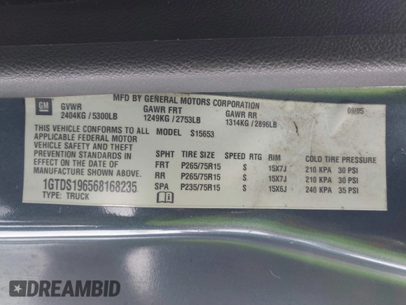 2006 GMC Canyon SLE Z71 z VIN 1GTDS196568168235, wystawiony jako IAAI lot #41399545 z przebiegiem 119 533 mil mil oraz . Historia ofert i sprzedaży dostępna na DreamBid. Obrazek 9.