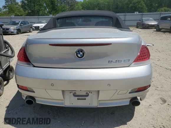 2005 BMW 6 Series 645Ci with VIN WBAEK73455B327042, listed as a Copart auction lot 55254765 with 91,389 mi miles and Clean Title. Bid and sale history available at carsss.com. Image 6.