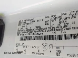 2017 Ford F-150 XL with VIN 1FTEW1EF2HKD29256, listed as a IAAI auction lot 40857081 with 184,410 mi miles and . Bid and sale history available at DreamBid. Image 9.