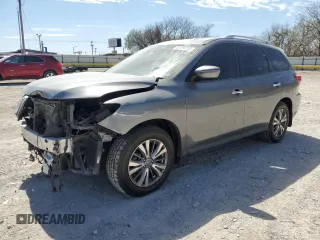 2018 Nissan Pathfinder SV z VIN 5N1DR2MN2JC637122, wystawiony jako Copart lot #50385135 z przebiegiem 107 295 mil mil oraz Szkoda całkowita • Salvage title. Historia ofert i sprzedaży dostępna na DreamBid. Obrazek 1.