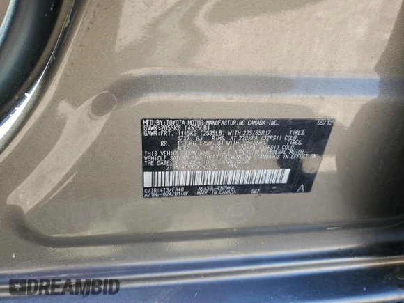 2012 Toyota RAV4 with VIN 2T3BF4DV9CW245612, listed as a Copart auction lot 54663925 with 128,485 mi miles and Salvage Title. Bid and sale history available at carsss.com. Image 13.