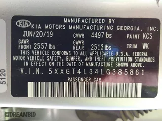 2020 Kia Optima LX with VIN 5XXGT4L34LG385861, listed as a IAAI auction lot 41661705 with 116,342 mi miles. Bid and sale history available at carsss.com. Image 9.