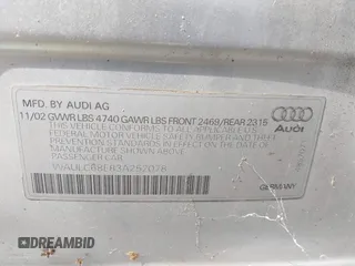 2003 Audi A4 1.8T with VIN WAULC68E83A252078, listed as a IAAI auction lot 41793838 with 157,344 mi miles. Bid and sale history available at carsss.com. Image 9.