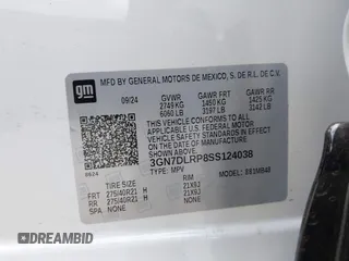 2025 Chevrolet Equinox EV LT with VIN 3GN7DLRP8SS124038, listed as a IAAI auction lot 41965045 with 2,721 mi miles and . Bid and sale history available at DreamBid. Image 9.