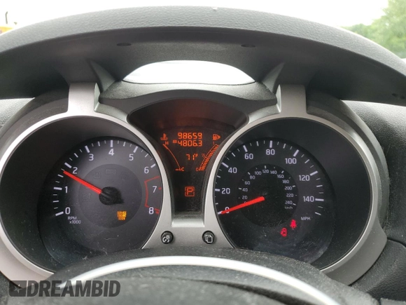 2015 Nissan Juke S with VIN JN8AF5MR7FT507286, listed as a Copart auction lot 56920545 with 98,659 mi miles and Salvage title. Bid and sale history available at DreamBid. Image 9.