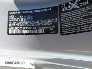 2015 BMW 4 Series 435i xDrive z VIN WBA3R5C51FK372061, wystawiony jako IAAI lot #42546096 z przebiegiem 163 692 mil mil oraz . Historia ofert i sprzedaży dostępna na DreamBid. Obrazek 9.