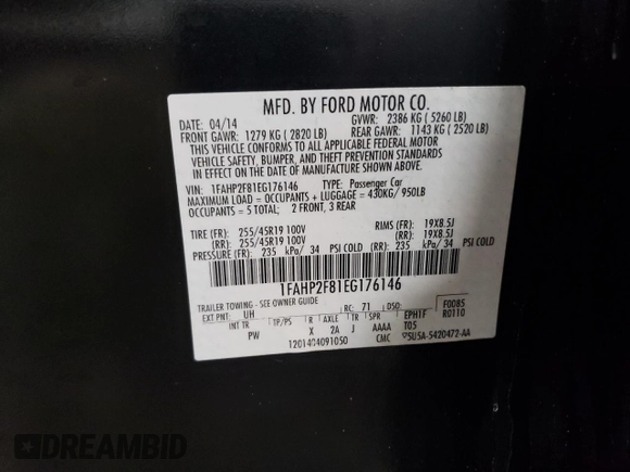 2014 Ford Taurus Limited with VIN 1FAHP2F81EG176146, listed as a Copart auction lot 50819295 with 137,815 mi miles and Salvage Title. Bid and sale history available at carsss.com. Image 12.