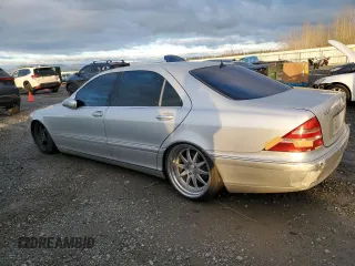 2001 Mercedes-Benz S 320/430/500 with VIN WDBNG70J01A180593, listed as a Copart auction lot 87868835 with 156,759 mi miles and Salvage Title. Bid and sale history available at carsss.com. Image 2.