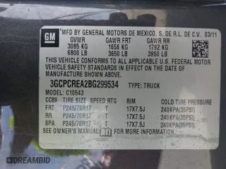 2011 Chevrolet Silverado 1500 LS with VIN 3GCPCREA2BG299534, listed as a IAAI auction lot 40703559 with 148,717 mi miles. Bid and sale history available at carsss.com. Image 9.