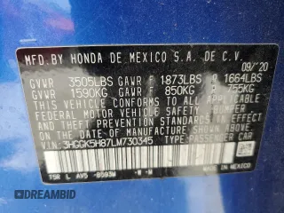 2020 Honda Fit EX с VIN 3HGGK5H87LM730345, выставлен на аукционе Copart как лот 53060085 с пробегом 72 867 миль миль и На запчасти • Non repairable. История ставок и продаж доступна на DreamBid. Изображение 13.
