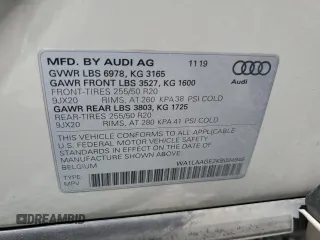 2019 Audi e-tron Premium Plus with VIN WA1LAAGE2KB024948, listed as a Copart auction lot 60459195 with 57,391 mi miles and Salvage title. Bid and sale history available at DreamBid. Image 13.