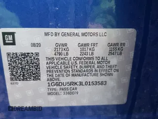 2020 Cadillac CT5 Sport with VIN 1G6DU5RK3L0153583, listed as a Copart auction lot 49150395 with 41,774 mi miles and Salvage title. Bid and sale history available at DreamBid. Image 12.