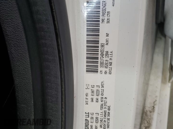 2011 Dodge Avenger Heat with VIN 1B3BD1FG4BN551983, listed as a Copart auction lot 54163405 with 111,996 mi miles and Salvage Title. Bid and sale history available at DreamBid. Image 12.