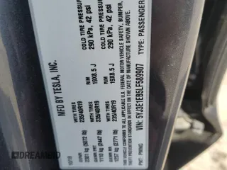 2020 Tesla Model 3 Long Range with VIN 5YJ3E1EB5LF589907, listed as a Copart auction lot 54778655 with 45,194 mi miles and Salvage Title. Bid and sale history available at DreamBid. Image 13.