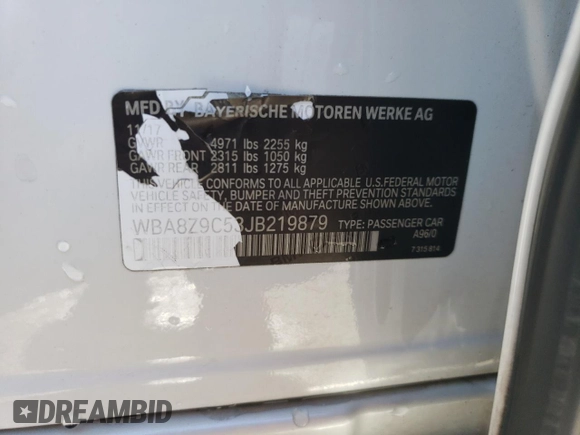 2018 BMW 3 Series 330i xDrive with VIN WBA8Z9C53JB219879, listed as a Copart auction lot 57744634 with 139,986 mi miles and Salvage Title. Bid and sale history available at carsss.com. Image 12.