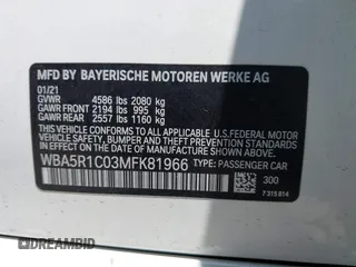 2021 BMW 3 Series 330i с VIN WBA5R1C03MFK81966, выставлен на аукционе IAAI как лот 42483816 с пробегом 50 176 миль миль и . История ставок и продаж доступна на DreamBid. Изображение 9.