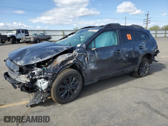 2025 Subaru Outback Onyx z VIN 4S4BTALC9S3127158, wystawiony jako Copart lot #53955145 z przebiegiem Nie podano mil oraz Szkoda całkowita • Salvage title. Historia ofert i sprzedaży dostępna na DreamBid. Obrazek 1.