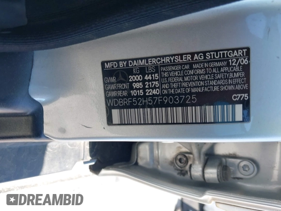 2007 Mercedes-Benz C 230 Sport с VIN WDBRF52H57F903725, выставлен на аукционе IAAI как лот 42310316 с пробегом 165 539 миль миль и . История ставок и продаж доступна на DreamBid. Изображение 9.