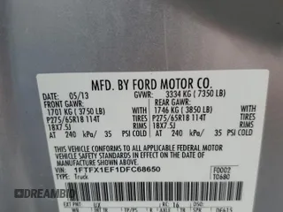 2013 Ford F-150 XL with VIN 1FTFX1EF1DFC68650, listed as a Copart auction lot 55537065 with 166,929 mi miles and Salvage Title. Bid and sale history available at DreamBid. Image 12.