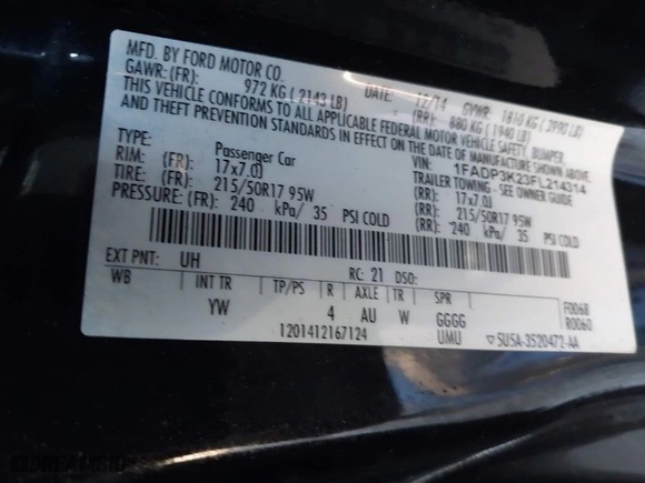 2015 Ford Focus SE with VIN 1FADP3K23FL214314, listed as a IAAI auction lot 41817226 with 80,539 mi miles. Bid and sale history available at carsss.com. Image 9.