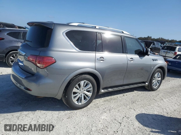2015 Infiniti QX80 with VIN JN8AZ2NF9F9572311, listed as a Copart auction lot 77469224 with 0 mi miles and Salvage Title. Bid and sale history available at carsss.com. Image 3.