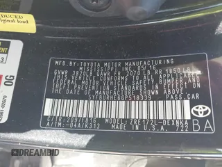 2016 Toyota Corolla L z VIN 5YFBURHE6GP518339, wystawiony jako IAAI lot #41139151 z przebiegiem Nie podano mil oraz . Historia ofert i sprzedaży dostępna na DreamBid. Obrazek 9.