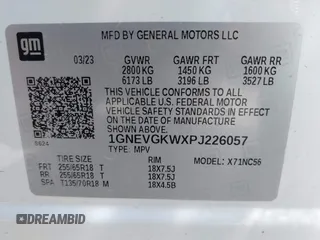 2023 Chevrolet Traverse LT Cloth with VIN 1GNEVGKWXPJ226057, listed as a IAAI auction lot 41940599 with 12,670 mi miles. Bid and sale history available at carsss.com. Image 9.