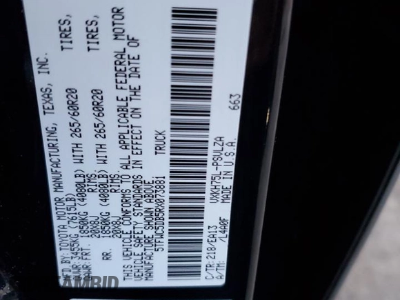 2024 Toyota Tundra Limited Hybrid z VIN 5TFWC5DB5RX073881, wystawiony jako Copart lot #48943975 z przebiegiem 7 652 mil mil oraz Szkoda całkowita • Salvage title. Historia ofert i sprzedaży dostępna na DreamBid. Obrazek 13.