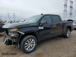 2021 Chevrolet Silverado 1500 Custom with VIN 3GCPYBEK8MG471859, listed as a Copart auction lot 44492155 with 70,258 mi miles and Salvage Title. Bid and sale history available at carsss.com. Image 1.