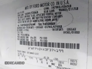 2003 Ford Mustang Standard с VIN 1FAFP404X3F374199, выставлен на аукционе IAAI как лот 42156866 с пробегом 224 102 миль миль и . История ставок и продаж доступна на DreamBid. Изображение 9.